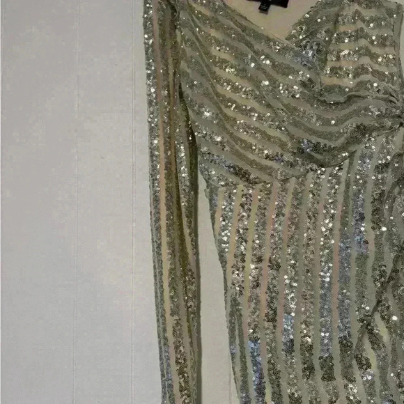 Silver sequin one-shoulder midi dress - Picture 7 of 8